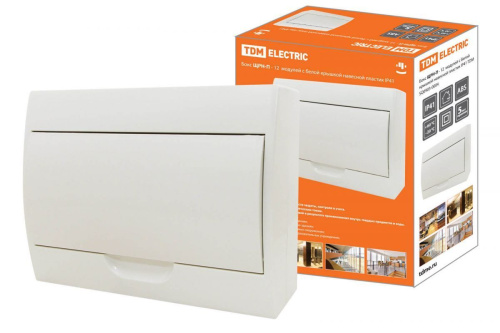 Бокс пластиковый ЩРН-П-12 255х200х95 IP41 белая крышка ТДМ                                        