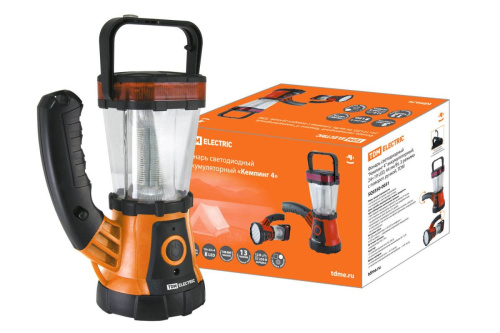 Фонарь светодиодный "Кемпинг 4" аккумуляторный, 24+19 LED, 44 лм/Вт, 3 режима с поворот. ручкой, ТДМ                                        