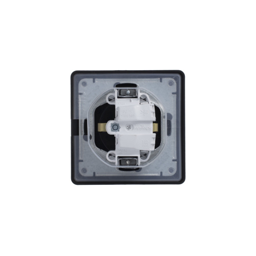 Розетка с/у GLOSSA 1м с/з с з/ш алюминий IP44 в сборе 16А с защ.крыш. (упак-10 шт) SchE                                         фото 3                    