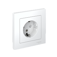 Розетка с/у AtlasDesign 1м с/з с з/ш белый IP20 в сборе 16А (упак-15шт) SchE          
