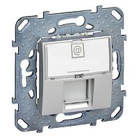 Розетка с/у Unica RJ45 1м алюминий механизм кат.6 (комп.) с полем для надписей (упак-10шт) SchE          