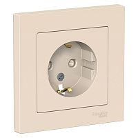 Розетка с/у AtlasDesign 1м с/з с з/ш бежевый IP20 в сборе 16А (упак-15шт) SchE          