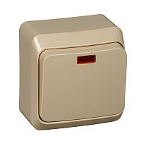 Выключатель о/у Этюд 1кл кремовый IP20 10А с инд. (упак-25шт) SchE          