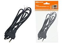 Шнур с плоской вилкой ШУ02 ШВВП 2х0,75мм2 1,7 м. черный ТДМ          