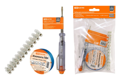 Набор для электромонтажа НЭМ-1, индикатор, изолента 15х10м, ЗВИ 12х5мм2, ЭкспертЭлектрик, ТДМ                                        