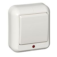 Выключатель о/у Прима 1кл белый IP20 6А с инд. и с изол. пл. (упак-129шт) SchE          