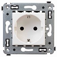 Розетка в стену, 2P+E, с з/ш, "Avanti", "Белое облако"          