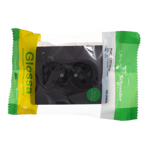 Розетка с/у GLOSSA 2м б/з шоколад IP20 в сборе 16А 250В SchE                                         фото 5                    