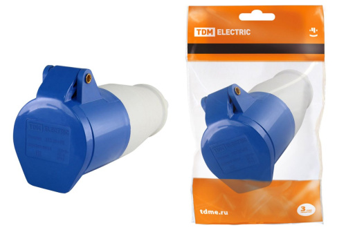 Розетка 233 переносная 2Р+РЕ 63А 220В IP44 ТДМ                                        