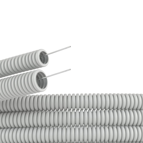 Труба гофрированная ПВХ с зондом 50 (15м) легкая, серый ДКС                                        