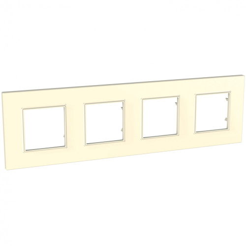 Рамка Unica Quadro 4м бежевый универсальная SchE                                         фото 4                    