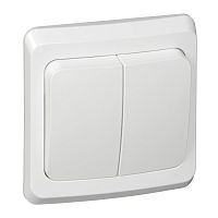 Выключатель с/у Этюд 2кл белый IP20 10А с инд.  (упак-20шт) SchE          