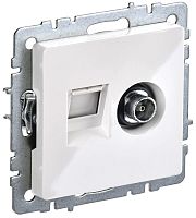 Розетка с/у BRITE TV + RJ45 1м белая, механизм ИЭК          