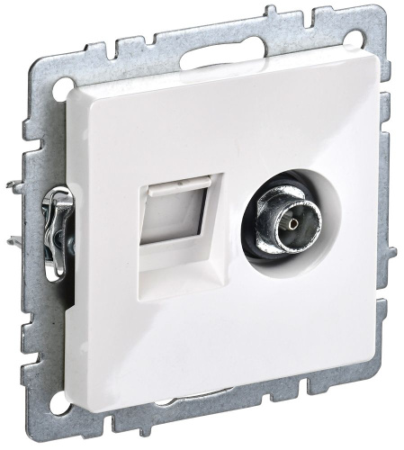 Розетка с/у BRITE TV + RJ45 1м белая, механизм ИЭК                                        