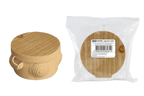 Коробка распаячная ОП D65х40мм, крышка, сосна, IP54, 4вх. инд. штрихкод ТДМ                                        