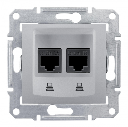 Розетка с/у Sedna RJ45 2м алюминий механизм кат.5Е (комп.) SchE                                         фото 4                    