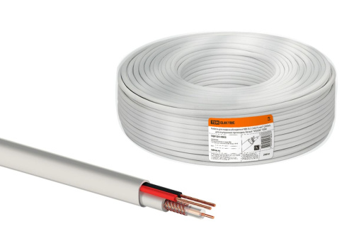 Кабель для видеонаблюдения КВК-В-2 2х0,75 мм² (200м), для внутренней прокладки, белый "VISION" ТДМ                                         