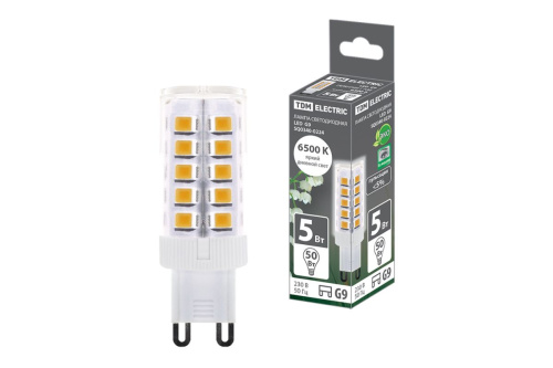 Лампа светодиодная G9-5 Вт-230 В-6500 К, SMD, 16x49 мм ТДМ                                        