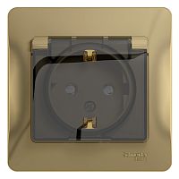 Розетка с/у GLOSSA 1м с/з с з/ш титан IP44 в сборе 16А с защ.крыш. (упак-10 шт) SchE          
