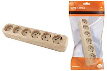 Колодка розеточная 6 гнезд 2П+3 16А 250В "Эко" (сосна) ТДМ          