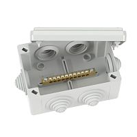 Коробка уравнивания потенциалов, 10 зажимов, 6 вводов д.25мм, 120х80х50мм, IP55          