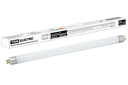 Лампа люминесцентная 6Вт G5 ЛЛ-16/6 Вт, T5/G5 4000 К линейная (упак 25) ТДМ                                        