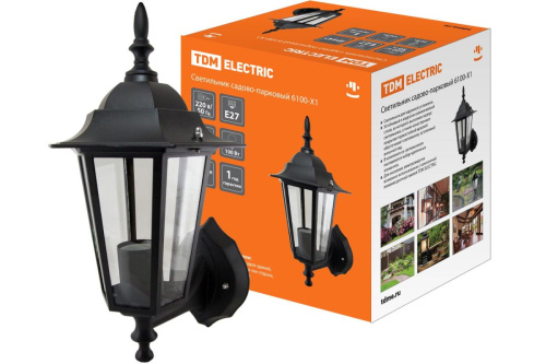 Светильник 6100-01 садово-парковый шестигранник, 100Вт, вверх, черный ТДМ                                        