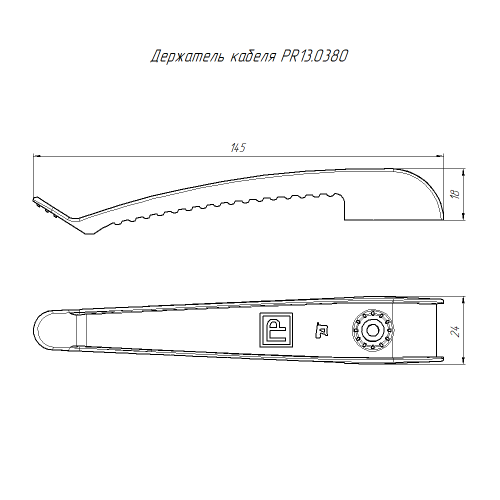 Держатель кабеля односторонний для прямого монтажа серый (20шт/240шт уп/кор) Промрукав                                         фото 4                    