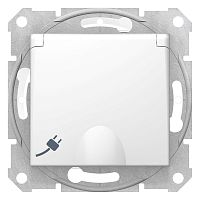 Розетка с/у Sedna 1м с/з с з/ш белый IP44 механизм 16А с защ.крыш. (упак-10шт) SchE          