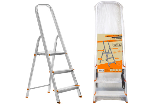 Стремянка алюминиевая СА3, 3 ступени, усиленный профиль h=570 мм, Народная ТДМ                                         фото 2                    