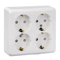 Розетка о/у Этюд 4м с/з с з/ш белый IP20 16А (упак-5шт) SchE          