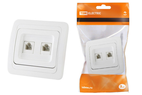 Розетка с/у Валдай RJ11+RJ45 2м белый (телеф.+комп.) ТДМ                                        