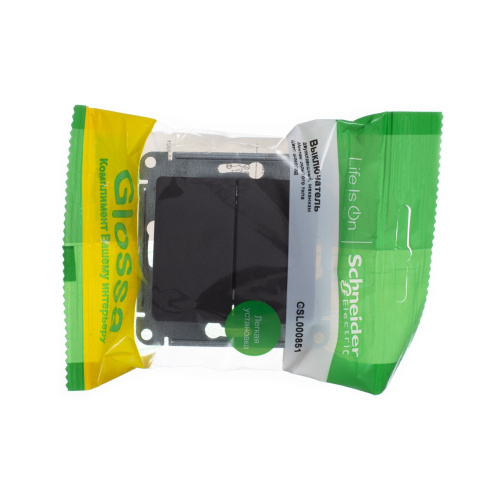 Выключатель с/у GLOSSA 2кл шоколад IP20 механизм 10АХ 250В SchE                                         фото 2                    