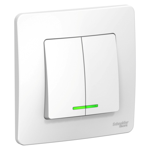 Выключатель с/у Бланка 2кл белый IP20 10А с инд. (упак. 10 шт) SchE                                        