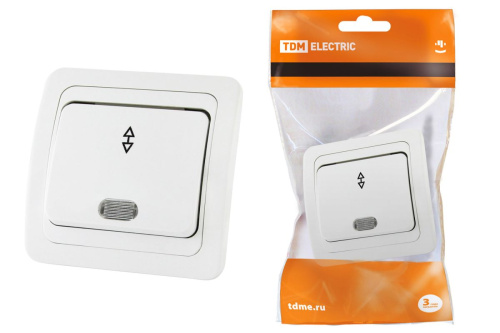 Переключатель с/у Валдай  белый IP20 10А с инд. на 2 направления ТДМ                                        