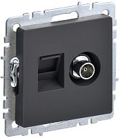 Розетка с/у BRITE TV + RJ45 1м графит, механизм ИЭК          