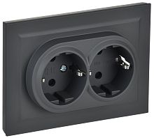 Розетка с/у BRITE 2м с/з с з/ш графит IP20 в сборе 16А ИЭК          