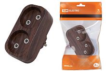 Блок на 2 гнезда 2П б/з плоский 6А 250B "Эко" (бук) ТДМ          