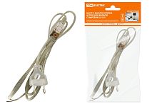 Шнур с выключателем и плоской вилкой с вырезом ШУ03В ШВВП 2х0,75мм2 2 м. прозрачный ТДМ          