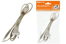 Шнур с выключателем и плоской вилкой ШУ01В ШВВП 2х0,75мм2 2м. прозрачный ТДМ          