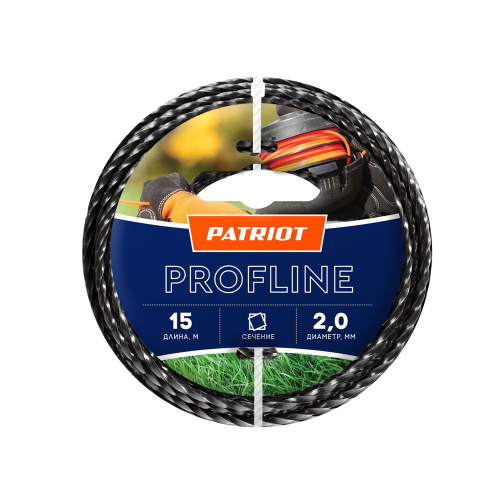 Леска PATRIOT Profline D 2,0 мм L 15 м (скрученный квадрат, черный)                                        