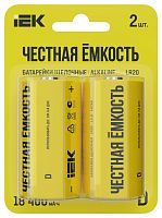 Батарейка щелочная Alkaline LR20/D (2шт/блистер) IEK          