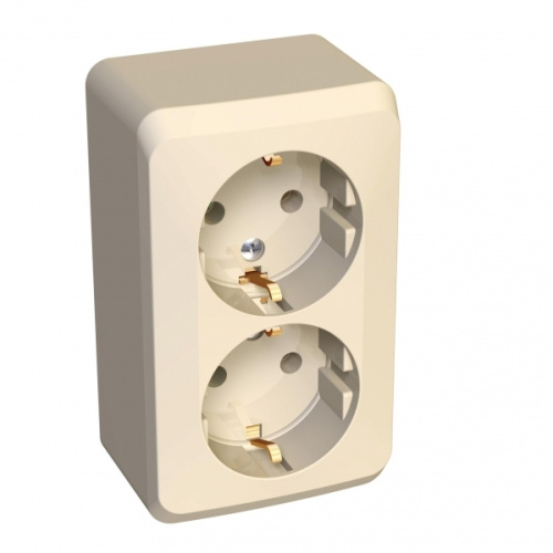 Розетка о/у Этюд 2м с/з кремовый IP20 16А (упак-16шт) SchE                                         фото 2                    