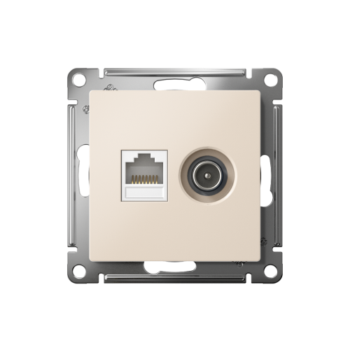 Розетка c/у AtlasDesign RJ45+TV 2м бежевый механизм кат.5E (комп+тв.) (упак-5шт) SchE                                         фото 2                    