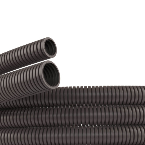 Труба PA6V0, гибкая гофр. д.29мм, без протяжки, 50м, цвет тёмно-серый                                        
