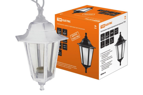 Светильник садово-парковый НСУ 06-60-001 шестигранник, подвес, пластик, белый ТДМ                                        