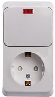 Блок о/у Этюд Розетка 1м с/з с з/ш 16А + Выкл. 1кл с инд. белый IP20 (упак-10 шт) SchE          