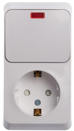 Блок о/у Этюд Розетка 1м с/з с з/ш 16А + Выкл. 1кл с инд. белый IP20 (упак-10 шт) SchE                                        