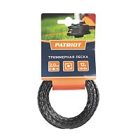 Леска PATRIOT D 2,0 мм L 12 м (скрученный квадрат, черный)          
