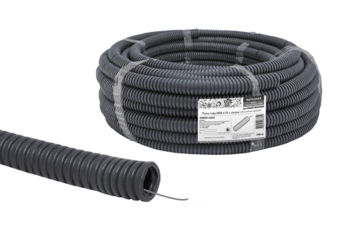 Труба гофрированная ПВХ с зондом 20 (100м) легкая народная черная ТДМ                                        